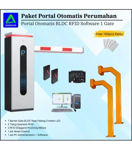 Paket Portal Otomatis 1 Gate In Out BLDC LED RFID Software
