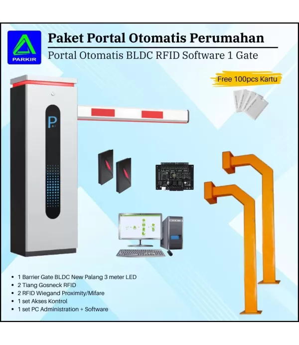 Paket Portal Otomatis 1 Gate In Out BLDC LED RFID Software