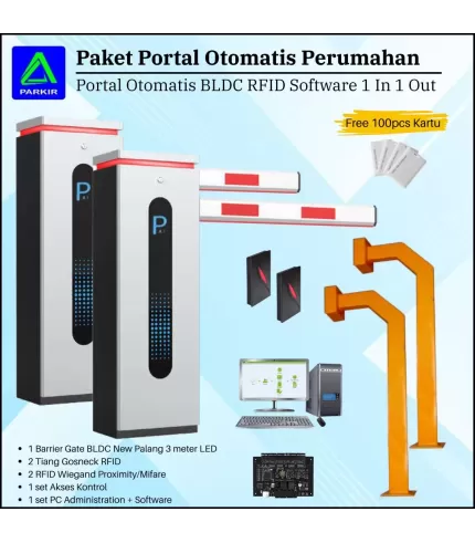 Paket Portal Otomatis 1 In 1 Out BLDC LED RFID Software