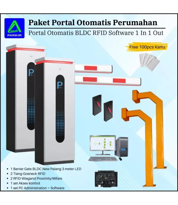 Paket Portal Otomatis 1 In 1 Out BLDC LED RFID Software