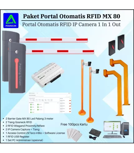 Paket Portal 1 In 1 Out MX80 LED RFID CCTV