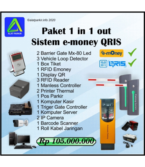 Paket Murah Alat Parkir Emoney 1 Masuk 1 Keluar Murah