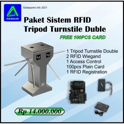 Paket Sistem RFID Tripod Turnstile Double