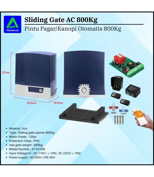 Mesin Pagar Otomatis Sliding Gate 800Kg AC/DC Murah Bandung