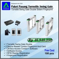 Harga Paket Fingerprint Turnstile Swing Gate Double 