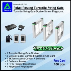 Harga Paket Fingerprint Turnstile Swing Gate Double 