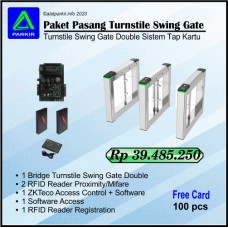 Pasang Turnstile Swing Gate Double 