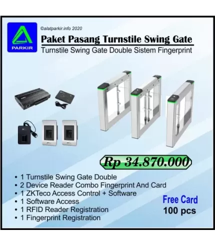 Paket Fingerprint Turnstile Swing Gate Double