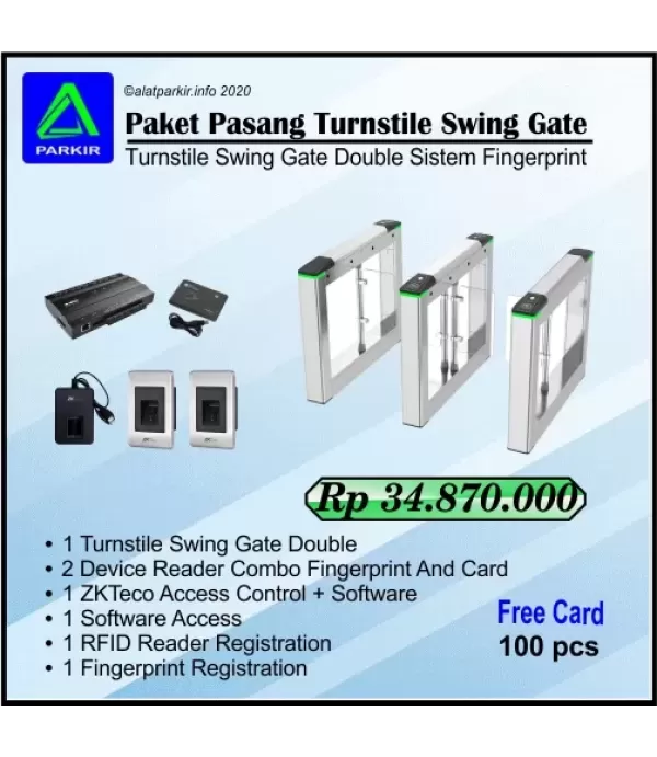 Paket Fingerprint Turnstile Swing Gate Double