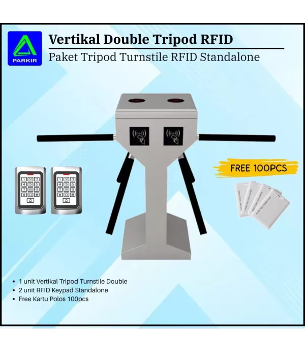 Paket Tripod Turnstile Vertikal Double RFID Standalone