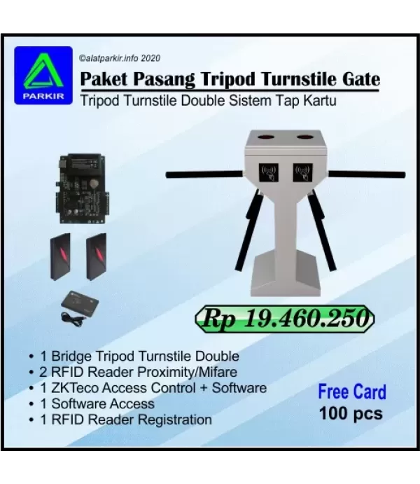 Paket Vertikal Tripod Turnstile Double Akses Kartu