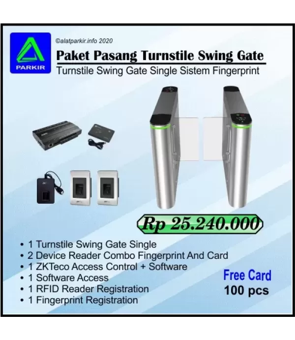 Paket Turnstile Swing Gate Fingerprint