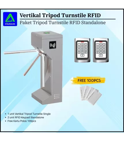 Paket Tripod Turnstile Vertikal Single RFID Standalone