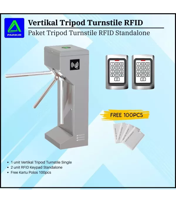 Paket Tripod Turnstile Vertikal Single RFID Standalone