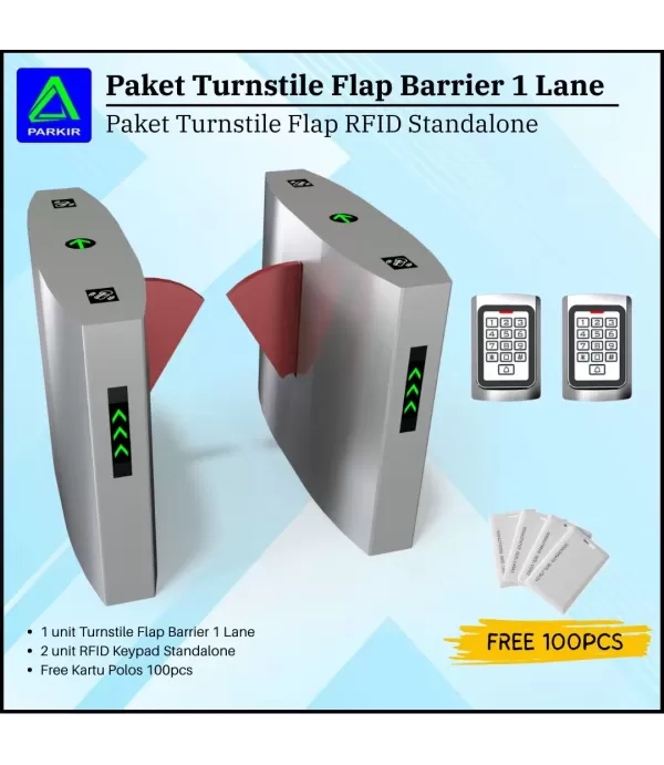 Paket Turnstile Flap Barrier RFID Standalone 1/2/3 Lane