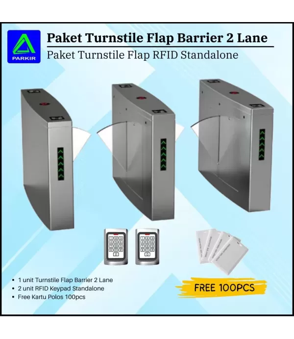 Paket Turnstile Flap Barrier RFID Standalone 1/2/3 Lane