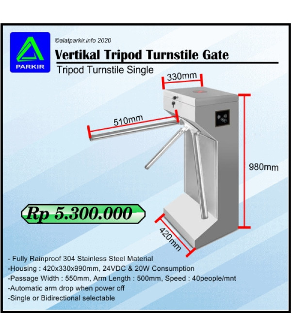 Vertikal Tripod Turnstile Single
